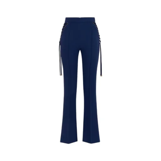 CrÊPe Bell-Bottom Criss-Cross Laced Trousers