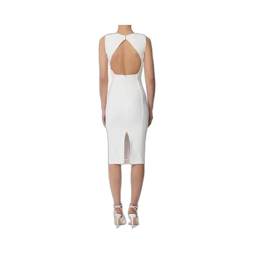 Dress With Crossover Laces In Stretch Crepe Fabric