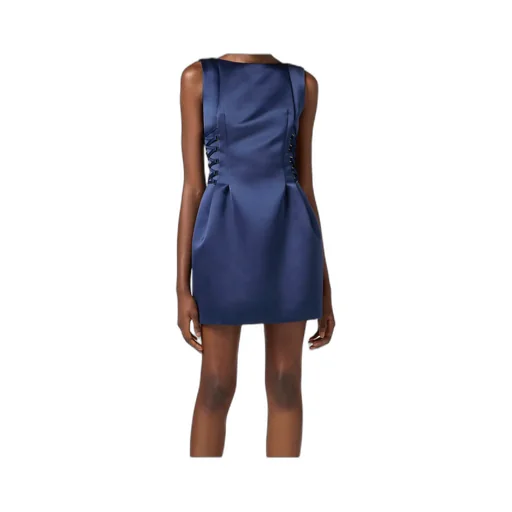 Boat Neck Duchess Satin Sleeveless Dress