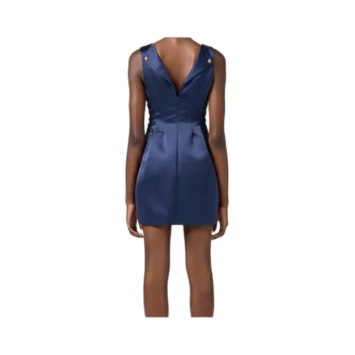 Boat Neck Duchess Satin Sleeveless Dress
