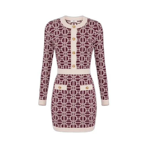 Logo-Jacquard Long-Sleeved Mini Dress