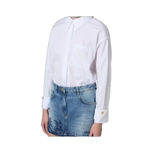 Logo Embroidered Curved Hem Shirt