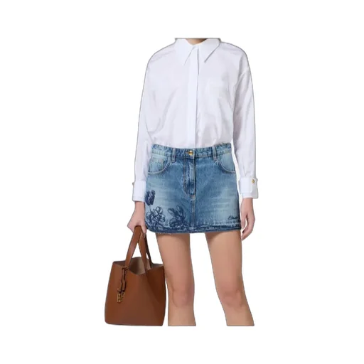 Logo Embroidered Curved Hem Shirt