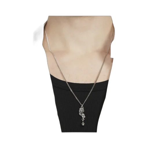 Rose And Skull Pendant Necklace