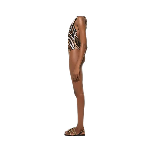 Marmo Print One-Shoulder Swimsuit