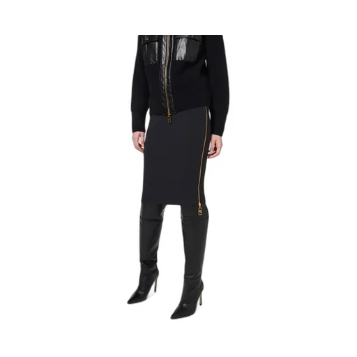 Zip Detailed Midi Crepe Skirt