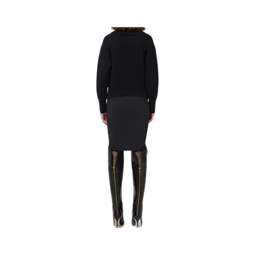 Zip Detailed Midi Crepe Skirt