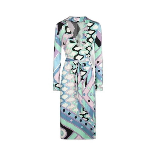 Geometric Wrap Midi Dress