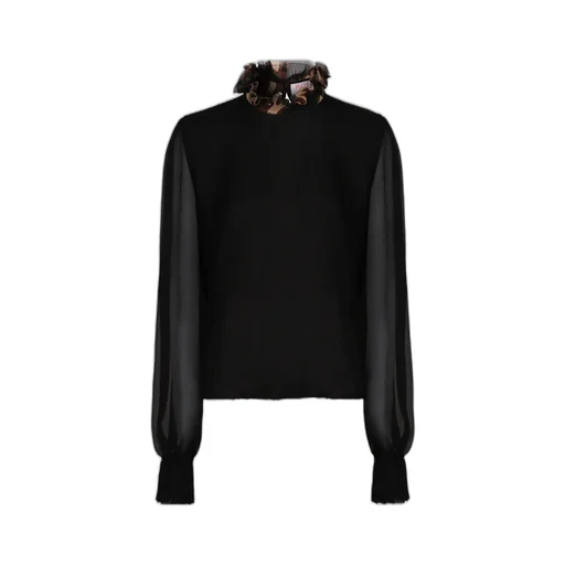 Ruffled Collar Silk Blouse