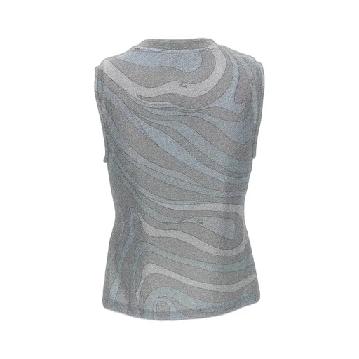 Marmo Print Lamé Jersey Top