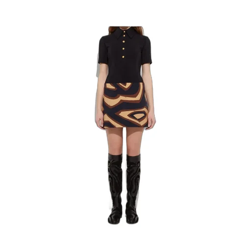 Labyrinth Print Short Dress