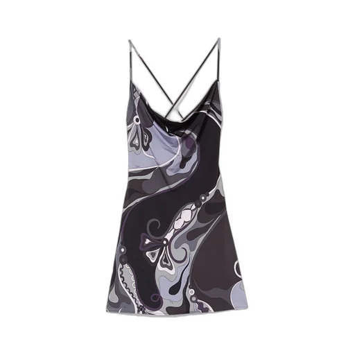 Cowl-Neck Abstract-Print Dress