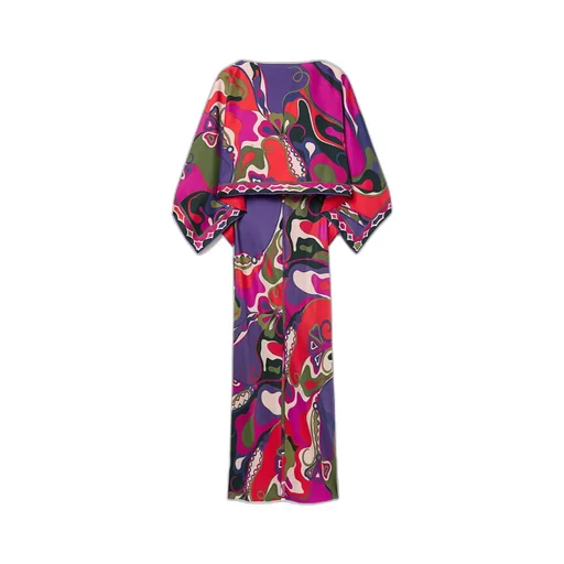 Orchidee Print Long Shawl Dress