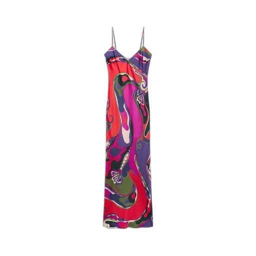 Orchidee Print Long Shawl Dress