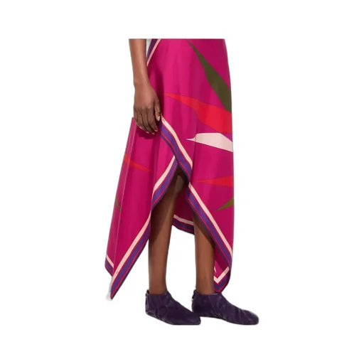Asymmetric Scarf-Hem Midi Skirt