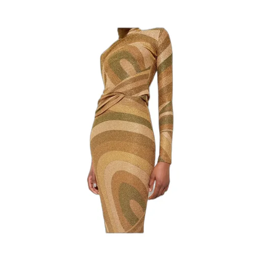Iride Print Lamé Jersey Midi Skirt