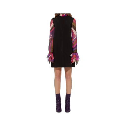 Contrast-Sleeves Mini Dress