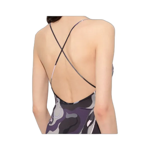 Cowl-Neck Abstract-Print Dress