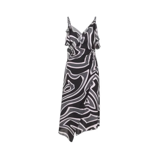 Ruffled Swirl-Print Dress