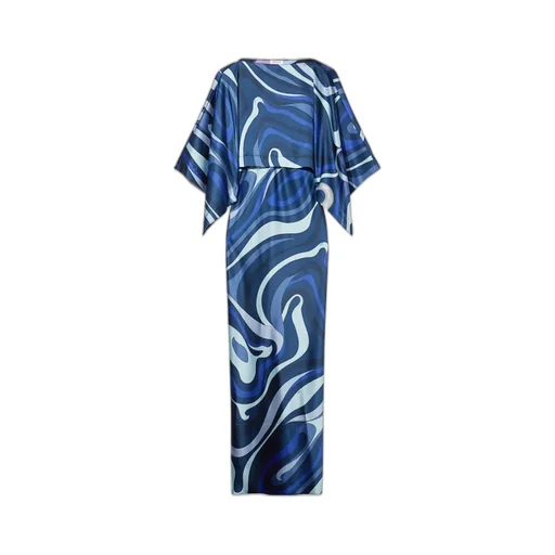 Abstract-Print Satin Slip Dress