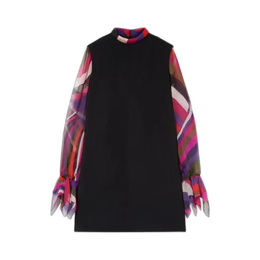 Contrast-Sleeves Mini Dress
