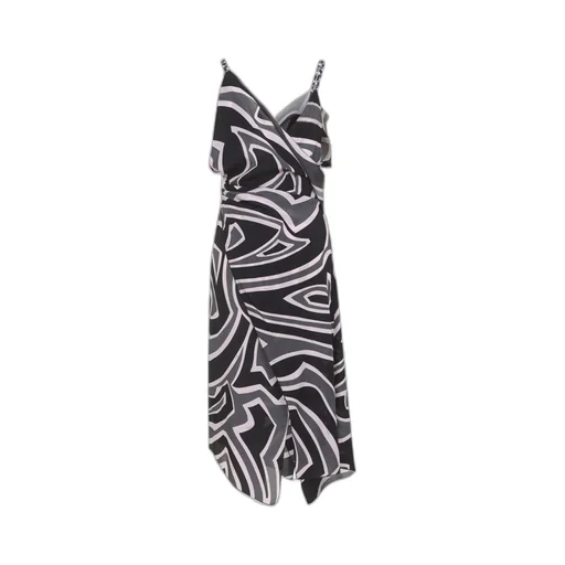 Ruffled Swirl-Print Dress