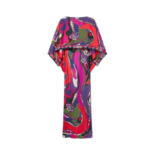 Orchidee Print Long Shawl Dress