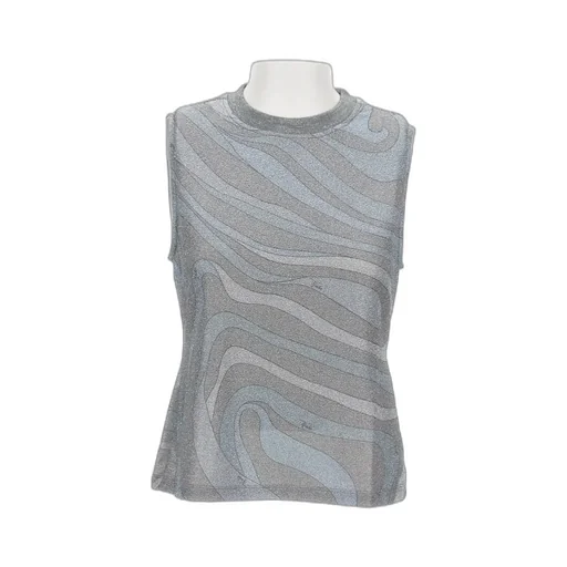 Marmo Print Lamé Jersey Top