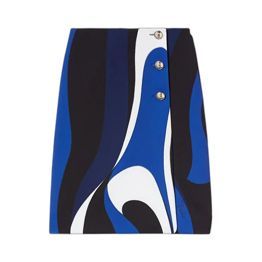 Abstract-Pattern Print Midi Skirt