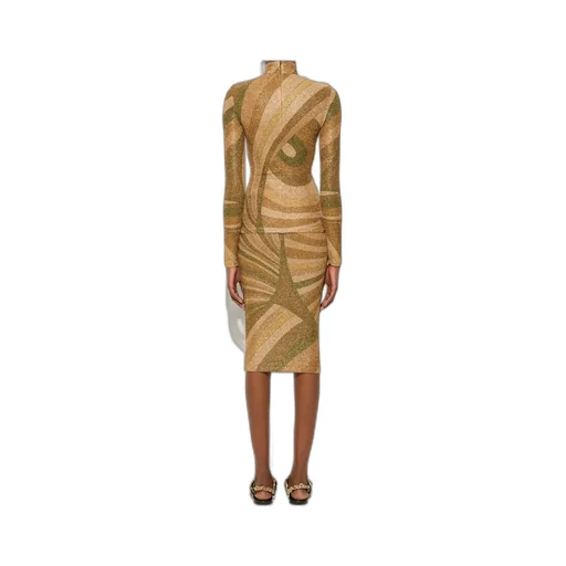 Iride Print Lamé Jersey Midi Skirt