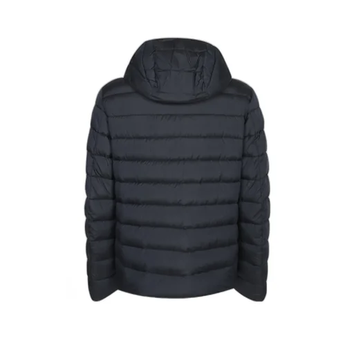 Hooded Down Jacket With Leather Trim