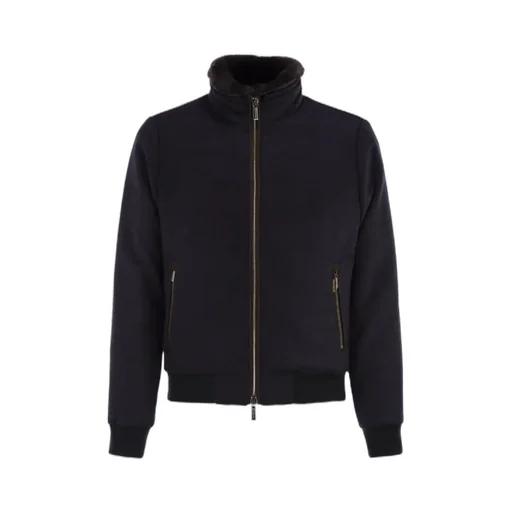 Padded Bomber Jacket In Wool And Cashmere