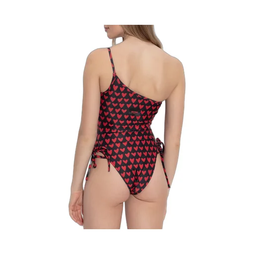 Heart Print One-Shoulder One-Piece Swimsuit