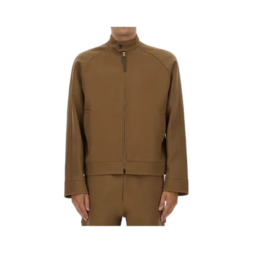 High-Neck Zipped Bomber Jacket