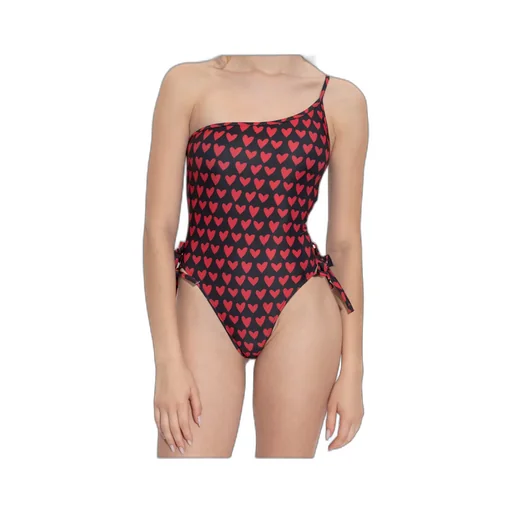 Heart Print One-Shoulder One-Piece Swimsuit