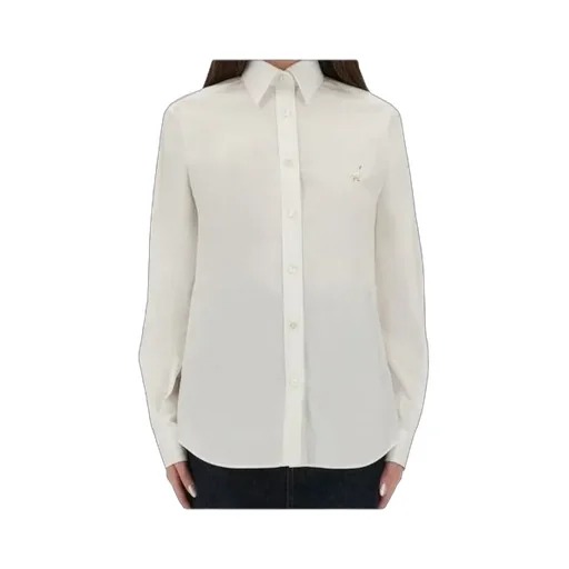 Long-Sleeved Curved Hem Shirt