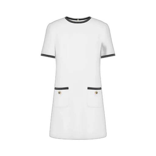 Contrasting-Trim Knitted Minidress