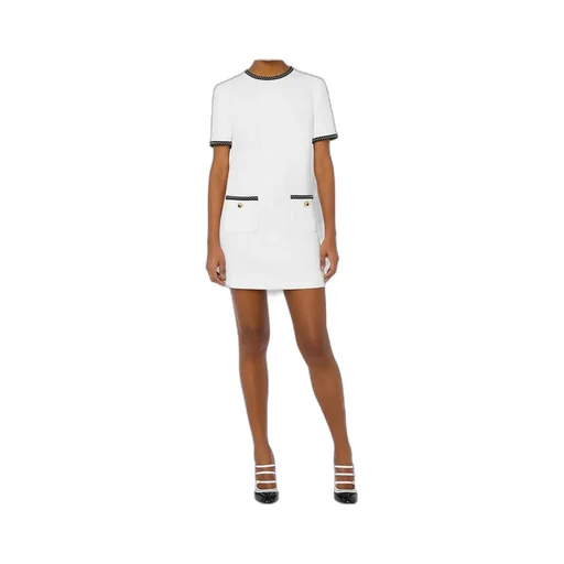 Contrasting-Trim Knitted Minidress