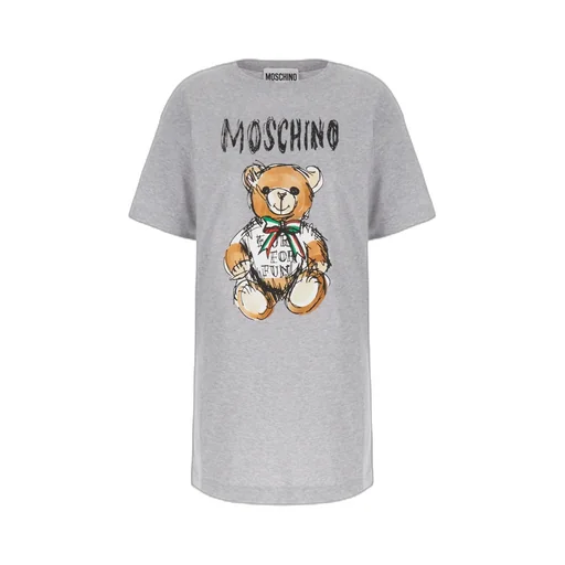 Teddy Bear Printed Crewneck Midi T-Shirt Dress