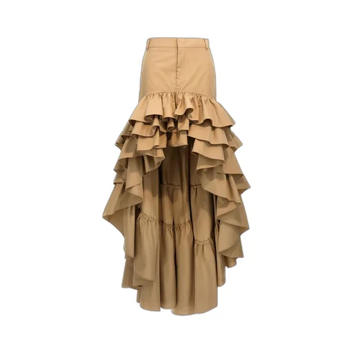 Asymmetric Ruffled Maxi Skirt