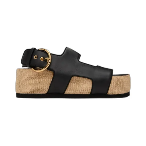 Contrast-Colored Platform Sandals