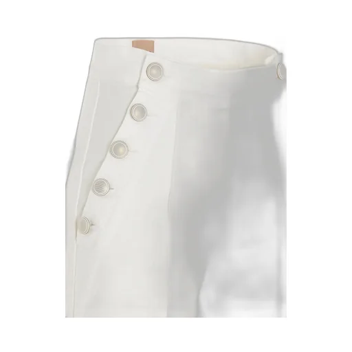 High-Waisted Button-Detail Denim Trousers