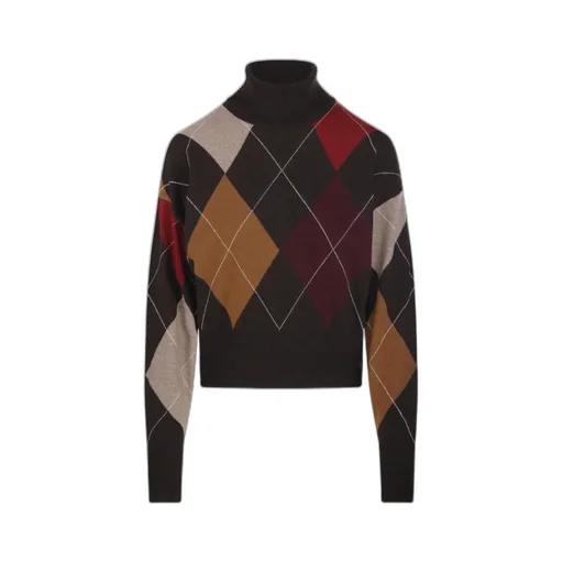 Diamond-Pattern Turtleneck Sweater