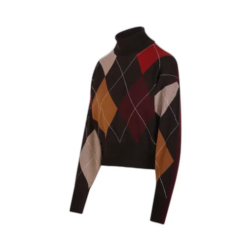 Diamond-Pattern Turtleneck Sweater