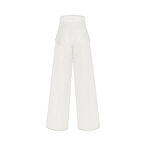 High-Waisted Button-Detail Denim Trousers