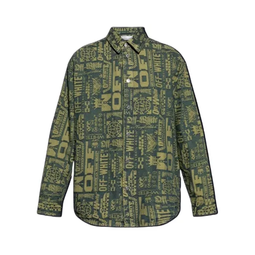 All-Over Patterned Button-Up Denim Shirt