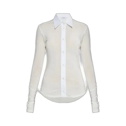 Button-Up Curved Hem Shirt