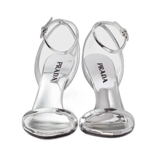 Metallic Leather High-Heeled Sandals