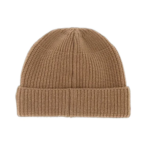 Ribbed Logo Plaque Beanie Hat