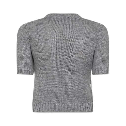 Check-Pattern Short-Sleeved Jumper